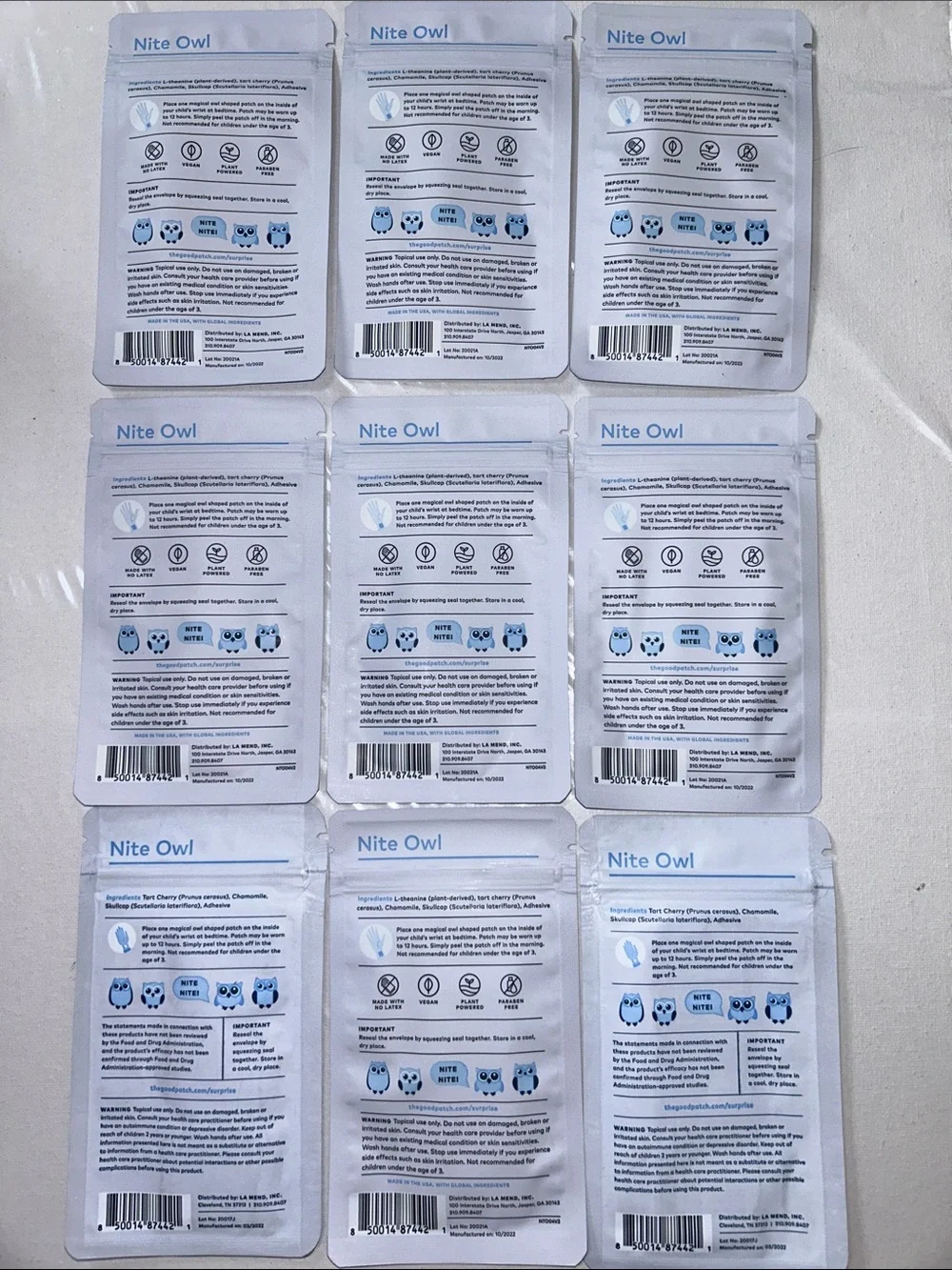 9x The Good Patch Nite Owl Kids Sleep Patches - For Kids